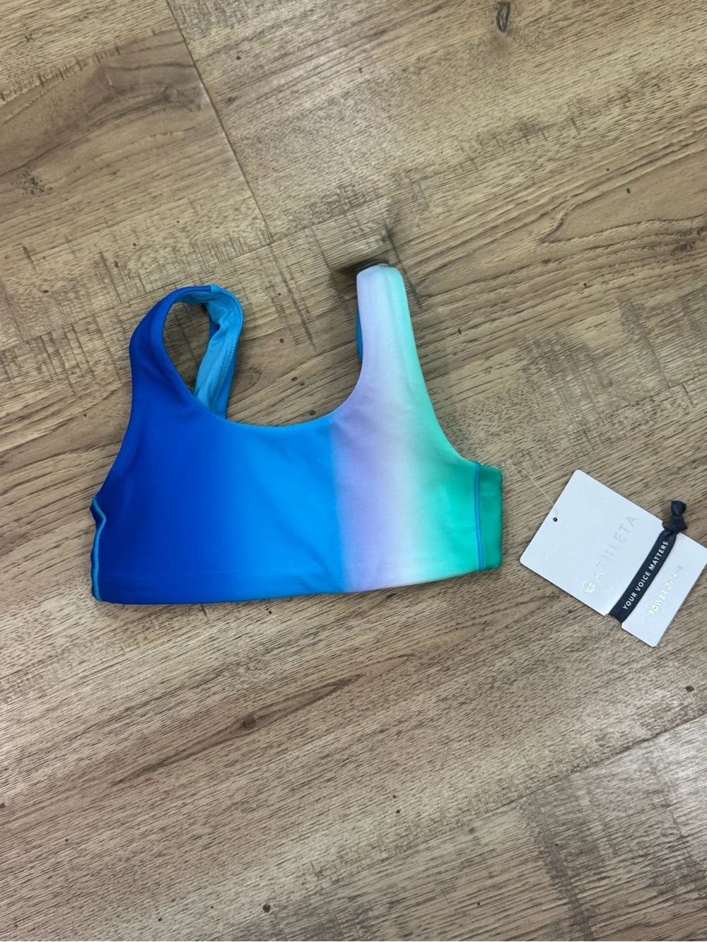 Athleta Ombre Blue to Green Athletic Swim Top